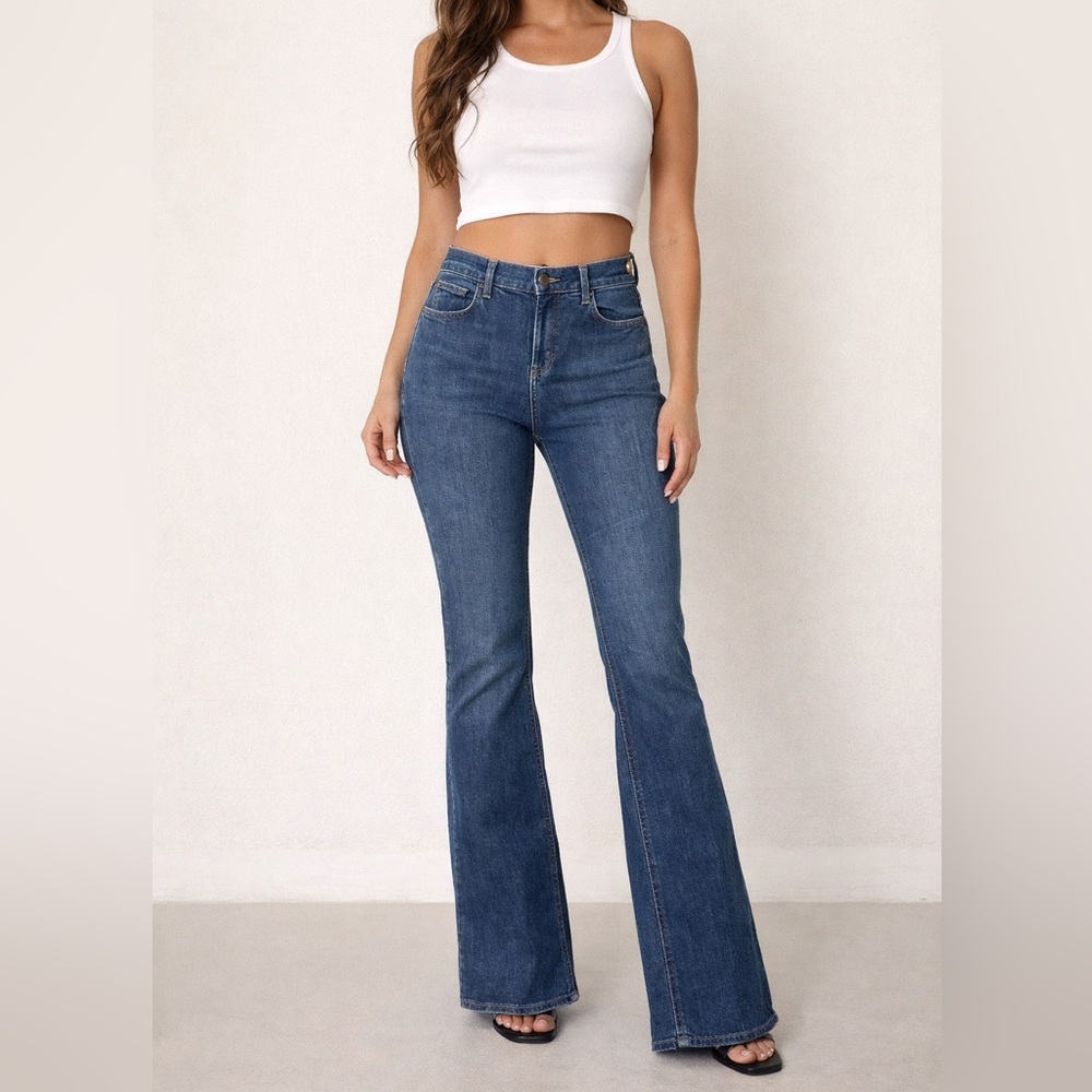 Vintage 90’s Retro High Rise Flare Bell Bottom Western Boho Denim Jeans 6 Long